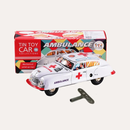 Retro Style Ambulance Tin Car Wind Up Classic Collectible Gift Idea