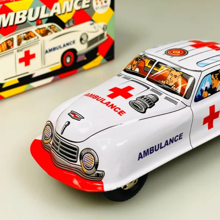 Retro Style Ambulance Tin Car Wind Up Classic Collectible Gift Idea