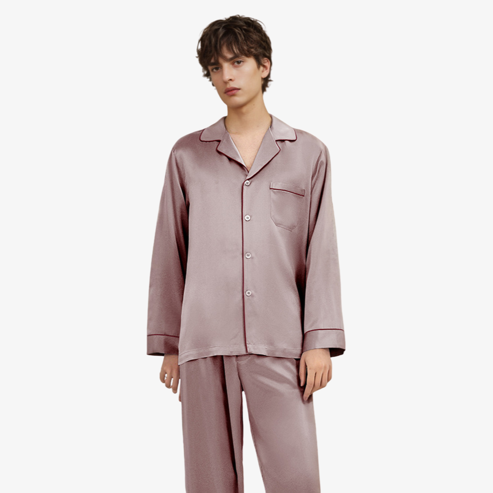 19 Momme 100% Mulberry Silk Men’s Long-Sleeve Pajama Set