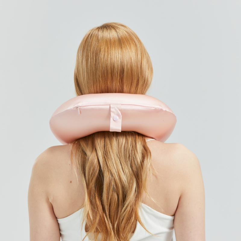 Silk U-shaped Travel Pillow - Pink