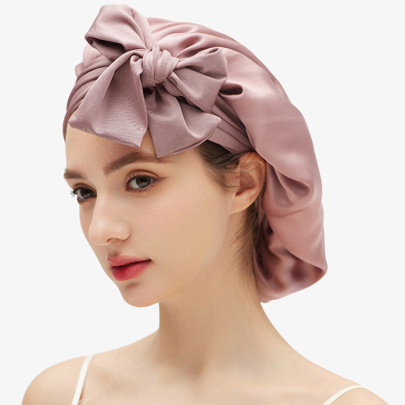 19 Momme 100% Mulberry Silk Sleep Cap – Double-Layer with Tie Strap