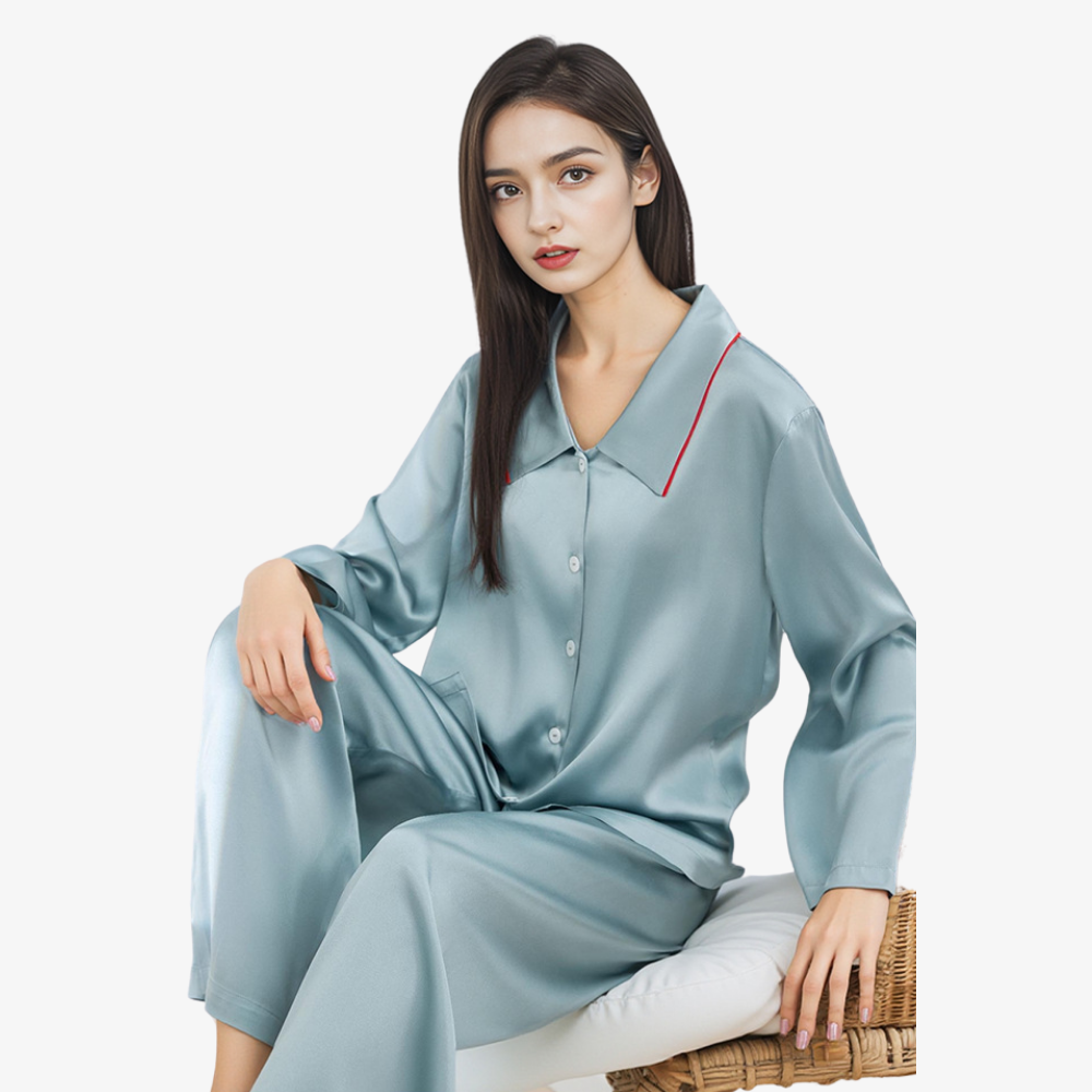 16 Momme 100% Mulberry Silk Long-Sleeve Loose Pajama Set