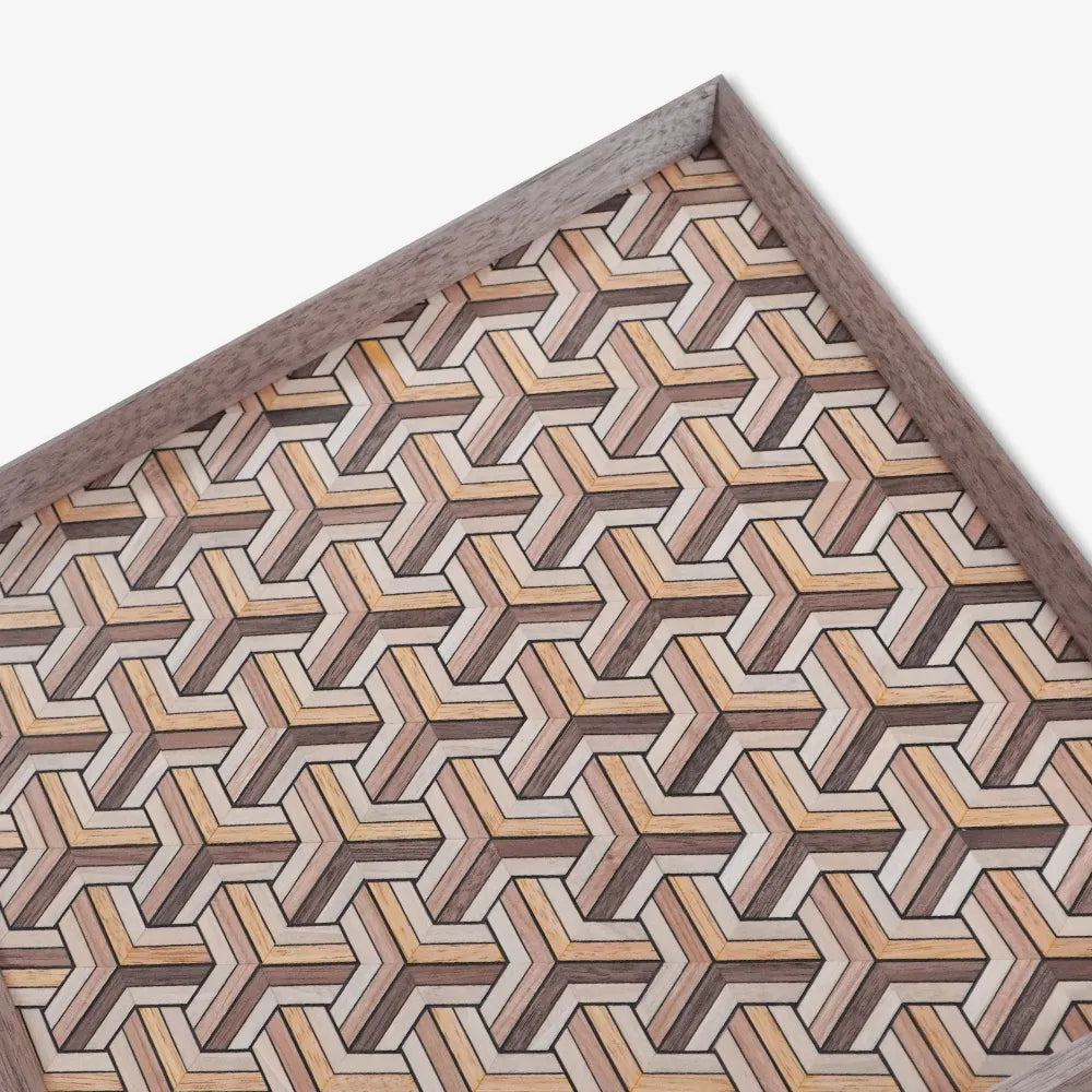 Lock Armor Pattern Square Tray North American Black Walnut