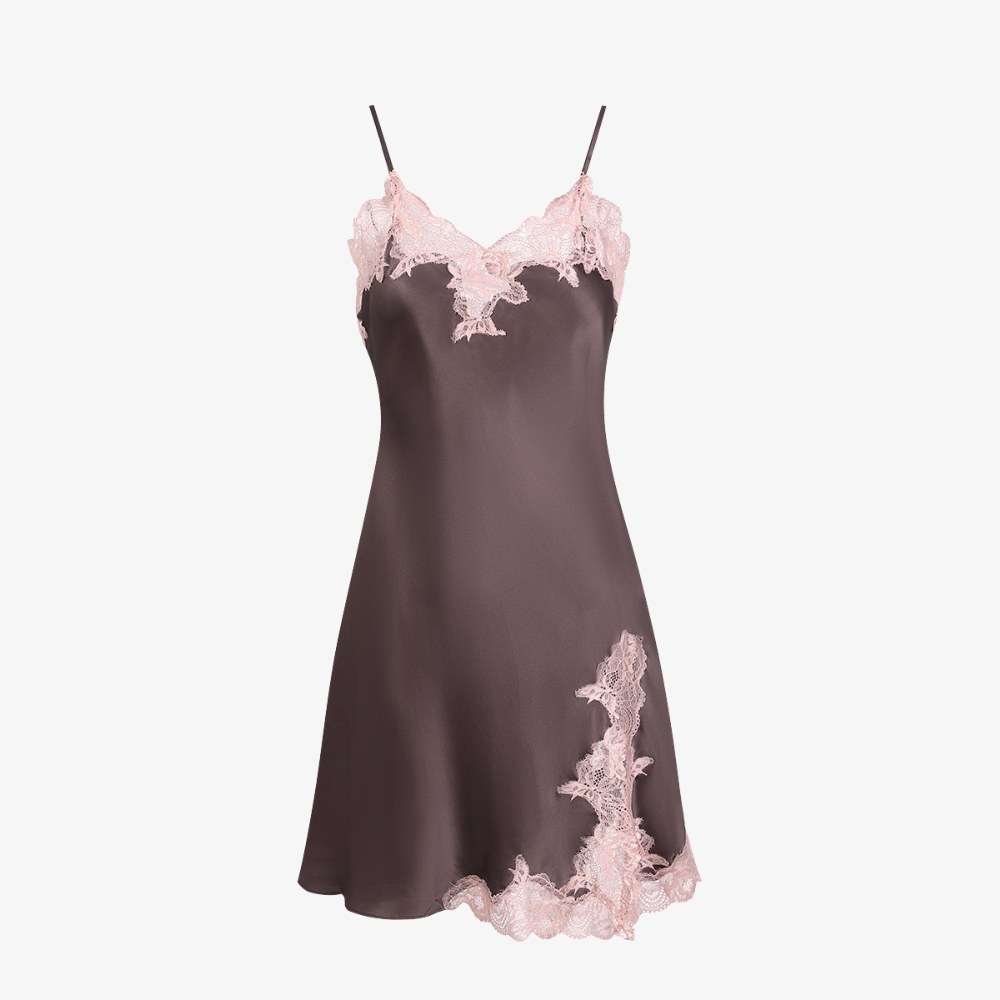 16 Momme 100% Mulberry Silk V-Neck Lace Camisole Nightdress