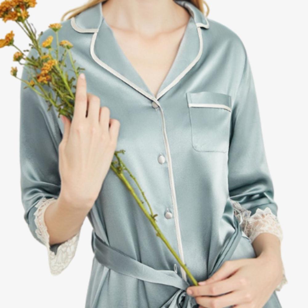 19 Momme 100% Mulberry Silk Sheer Lace Nightgown