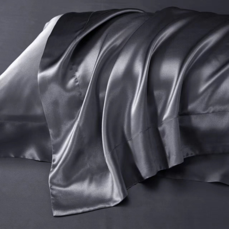 19 Momme 100% Mulberry Silk Dark Gray Bedding Set