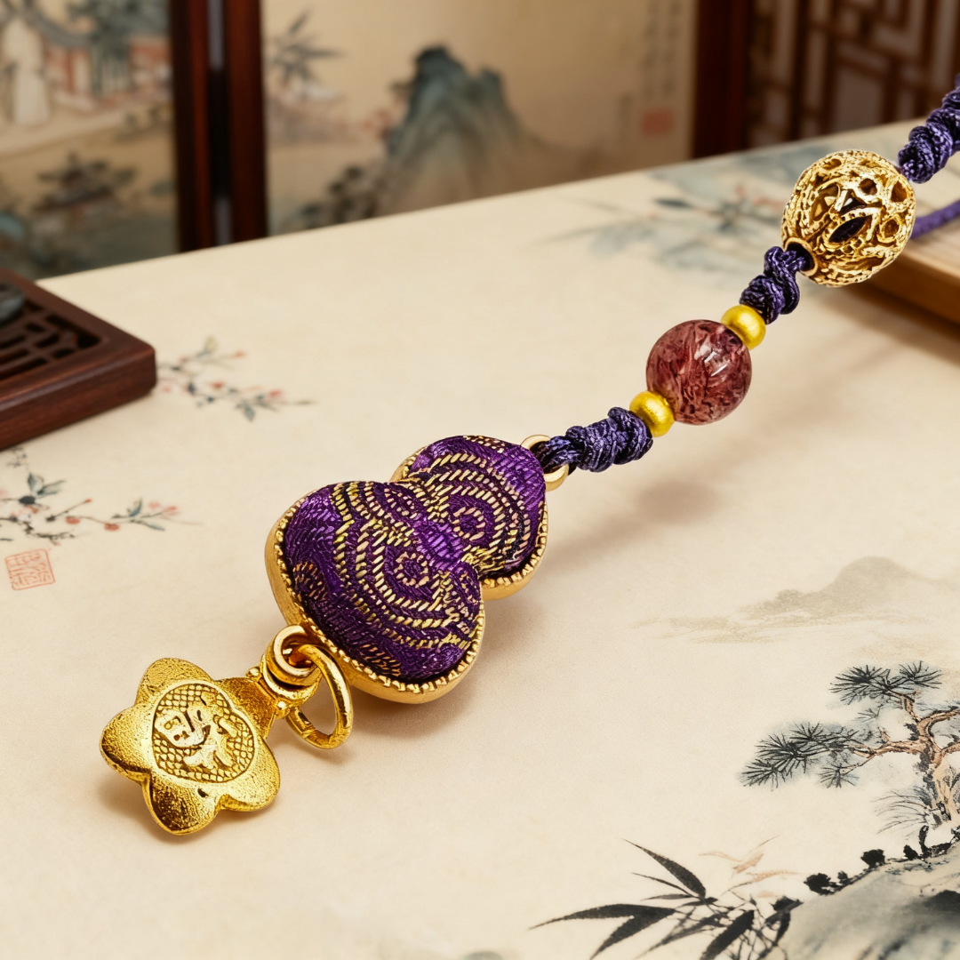 Song Brocade Gourd Charm Purple Mulberry Silk Pendant