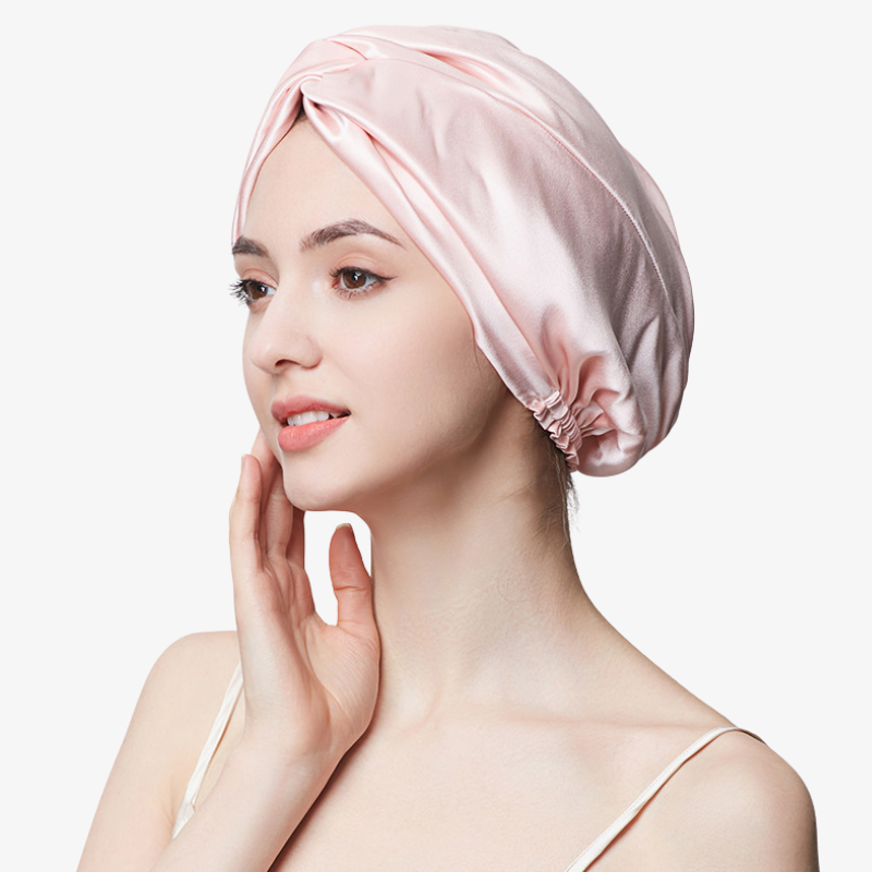 19 Momme 100% Mulberry Silk Sleep Cap – Double-Layer with Button Closure