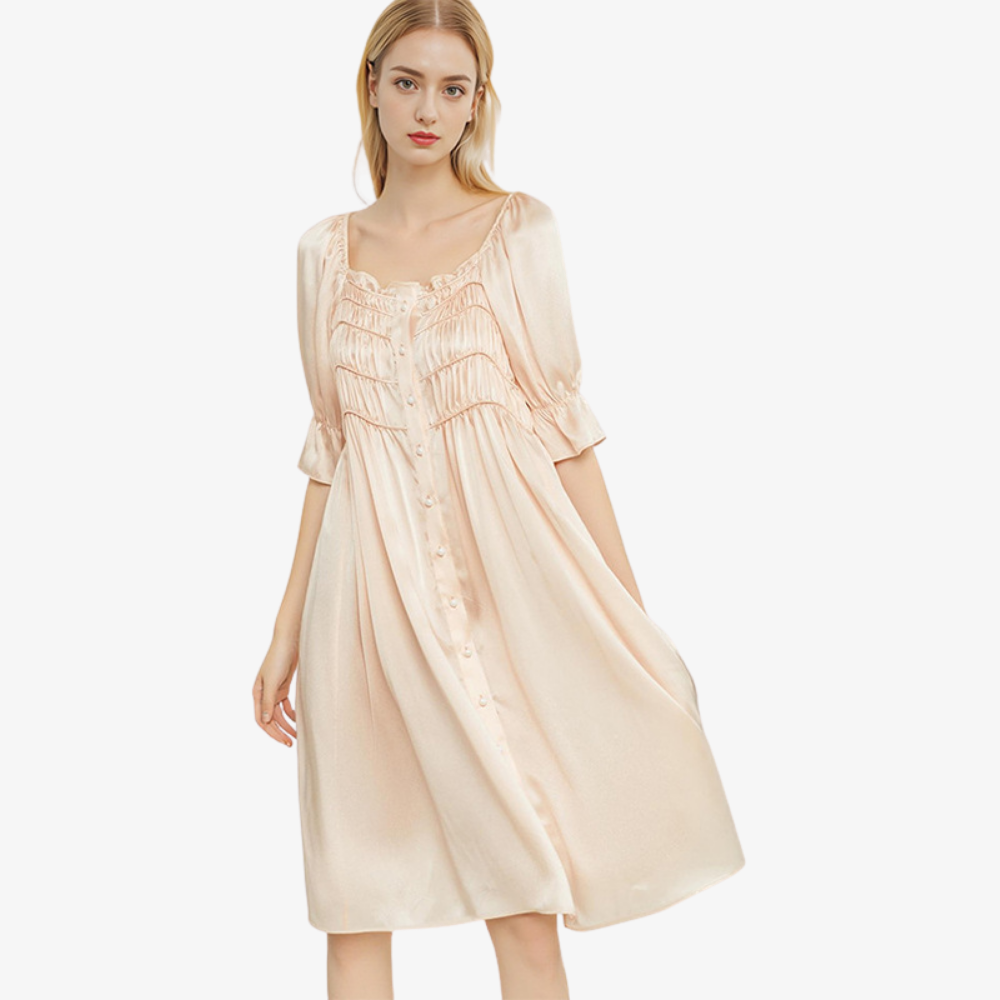 19 Momme 100% Mulberry Silk Vintage French-Style Nightdress