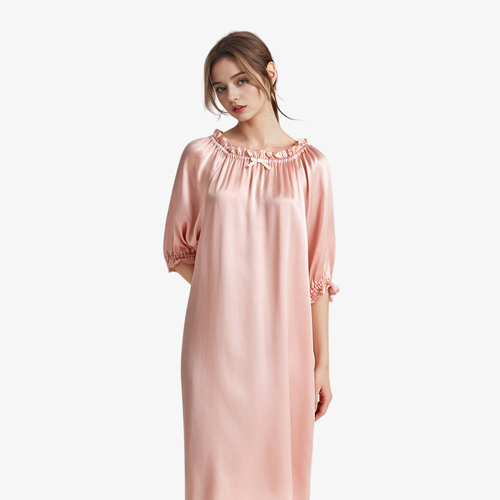 16 Momme 100% Mulberry Silk Loose-Fit Long Nightdress