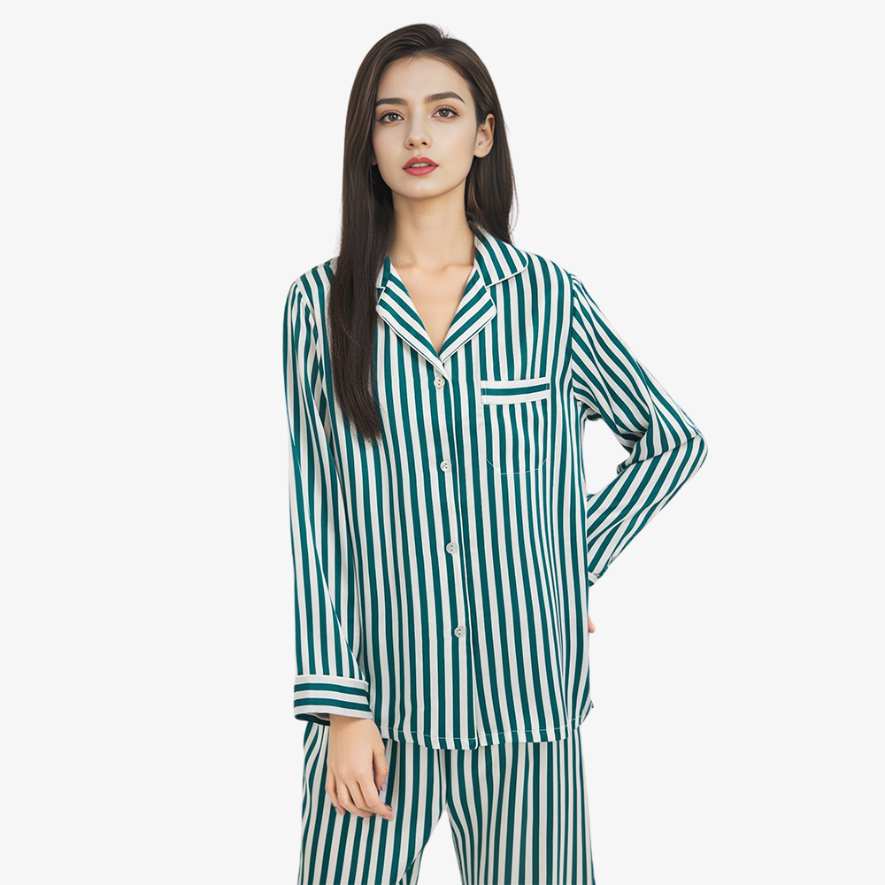 19 Momme 100% Mulberry Silk Striped Pajama Set