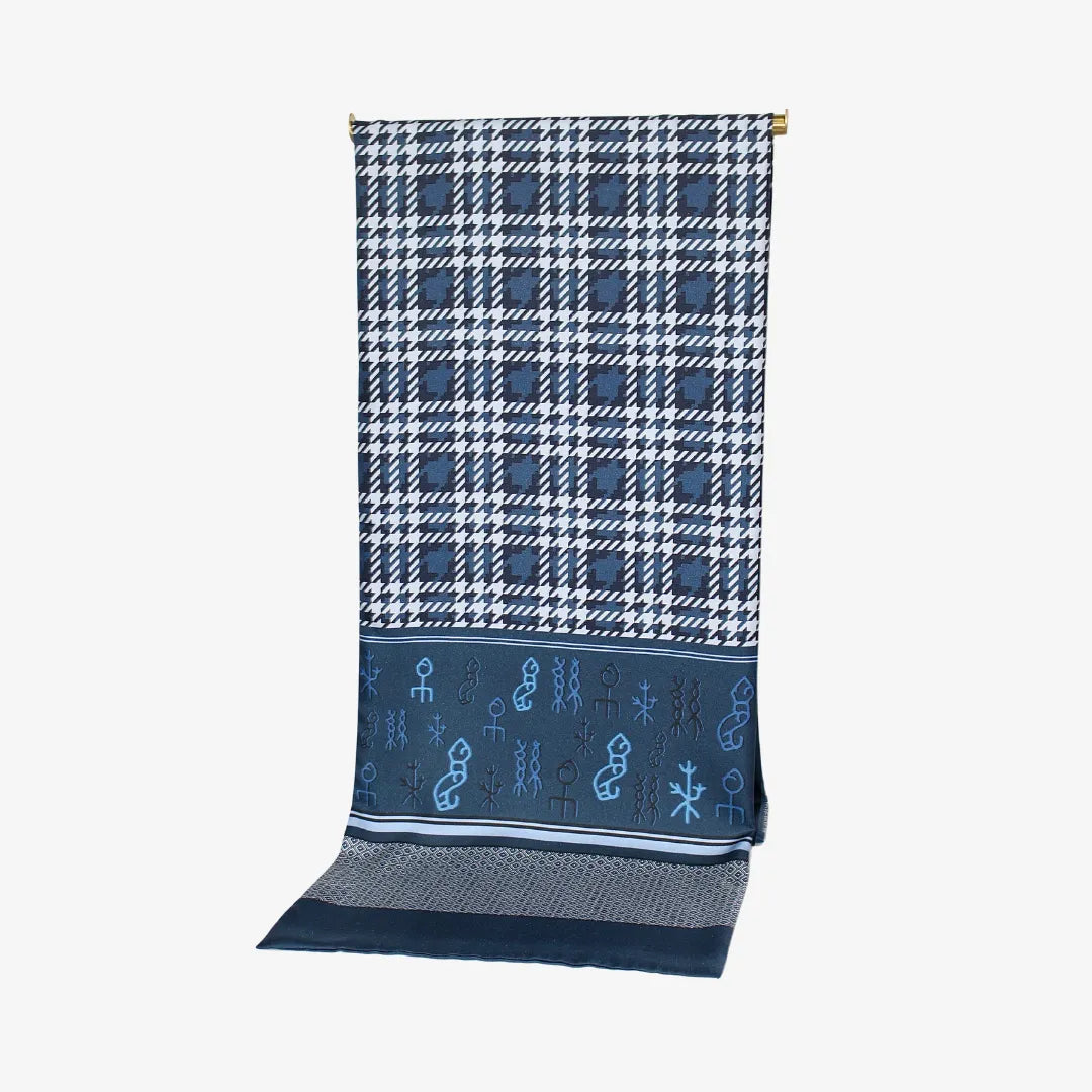 100% Mulberry Silk ‘Blue Mood’ Long Scarf