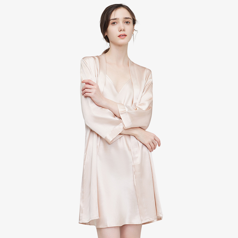 19 Momme 100% Mulberry Silk Nightdress & Robe Set