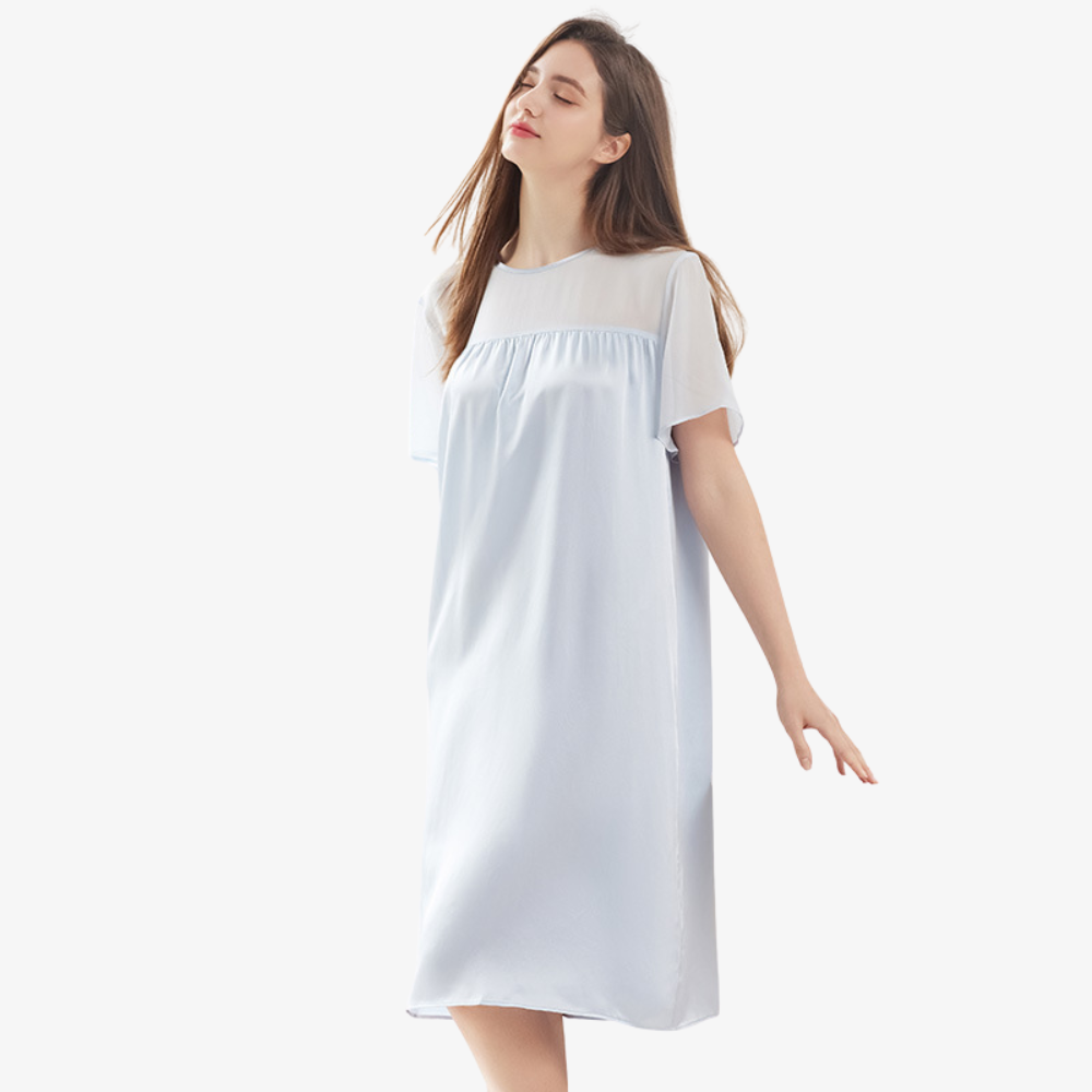 19 Momme 100% Mulberry Silk Panelled Long Nightgown