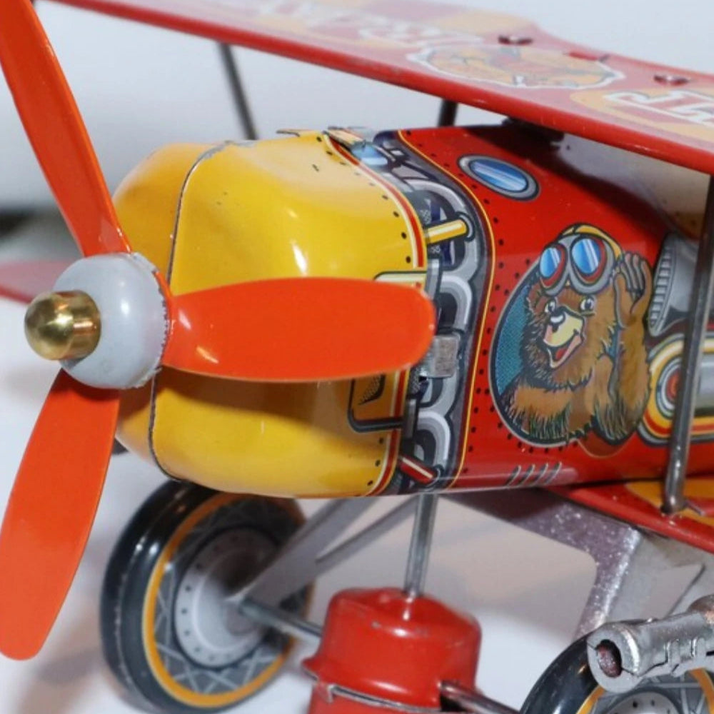Vintage Style Forest Ranger Tin Wind Up Airplane Ideal Holiday Gift