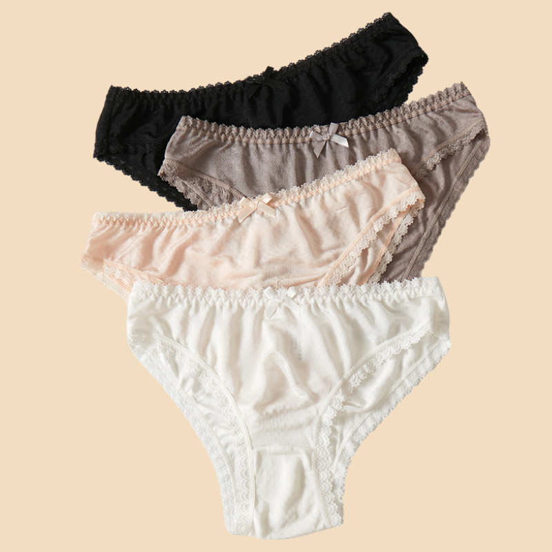 Silk Lace Bow Breathable Panties