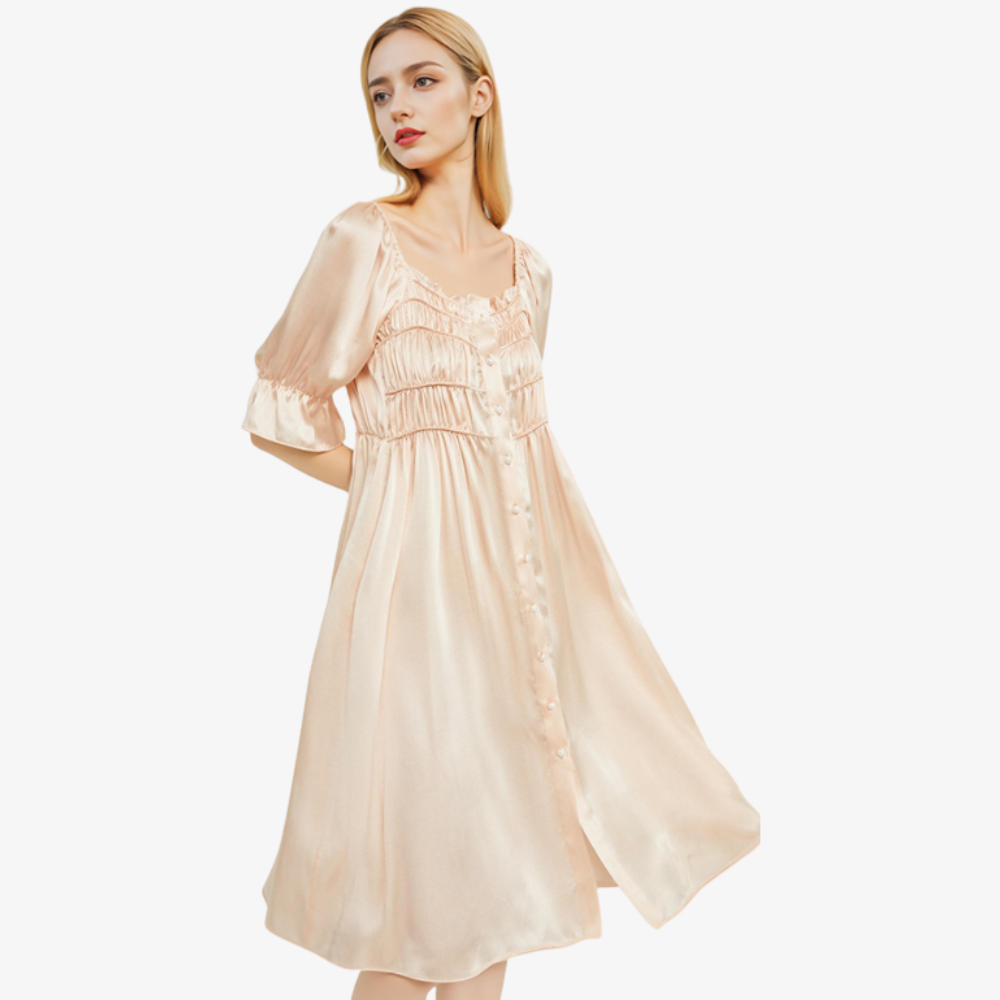 19 Momme 100% Mulberry Silk Vintage French-Style Nightdress