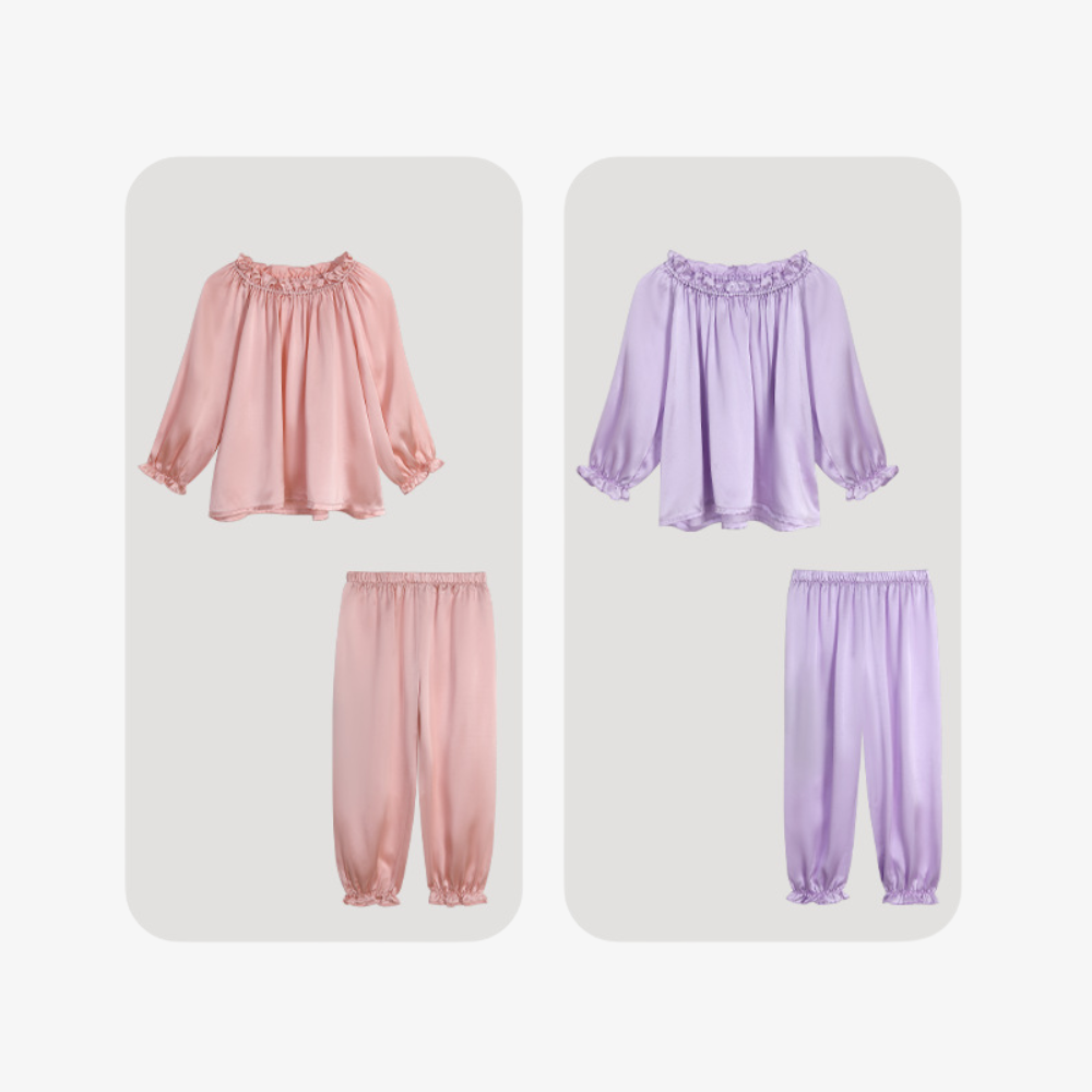 100% Mulberry Silk Lightweight Kids’ Long-Sleeve Pajama Set