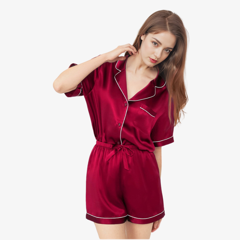 19 Momme 100% Mulberry Summer Silk Pajama Set (With Piping)