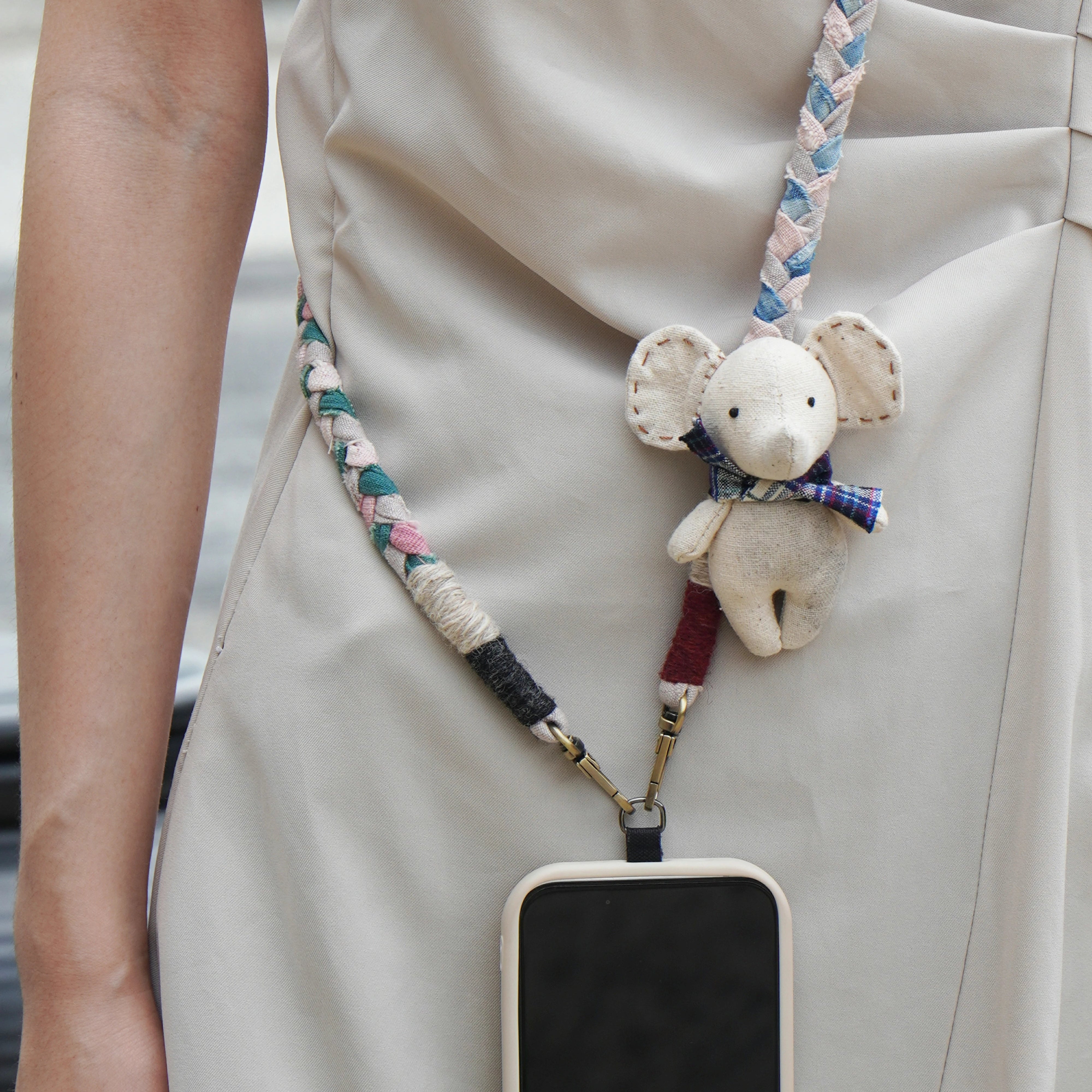 Handmade Cotton Linen Elephant Brooch Pendant