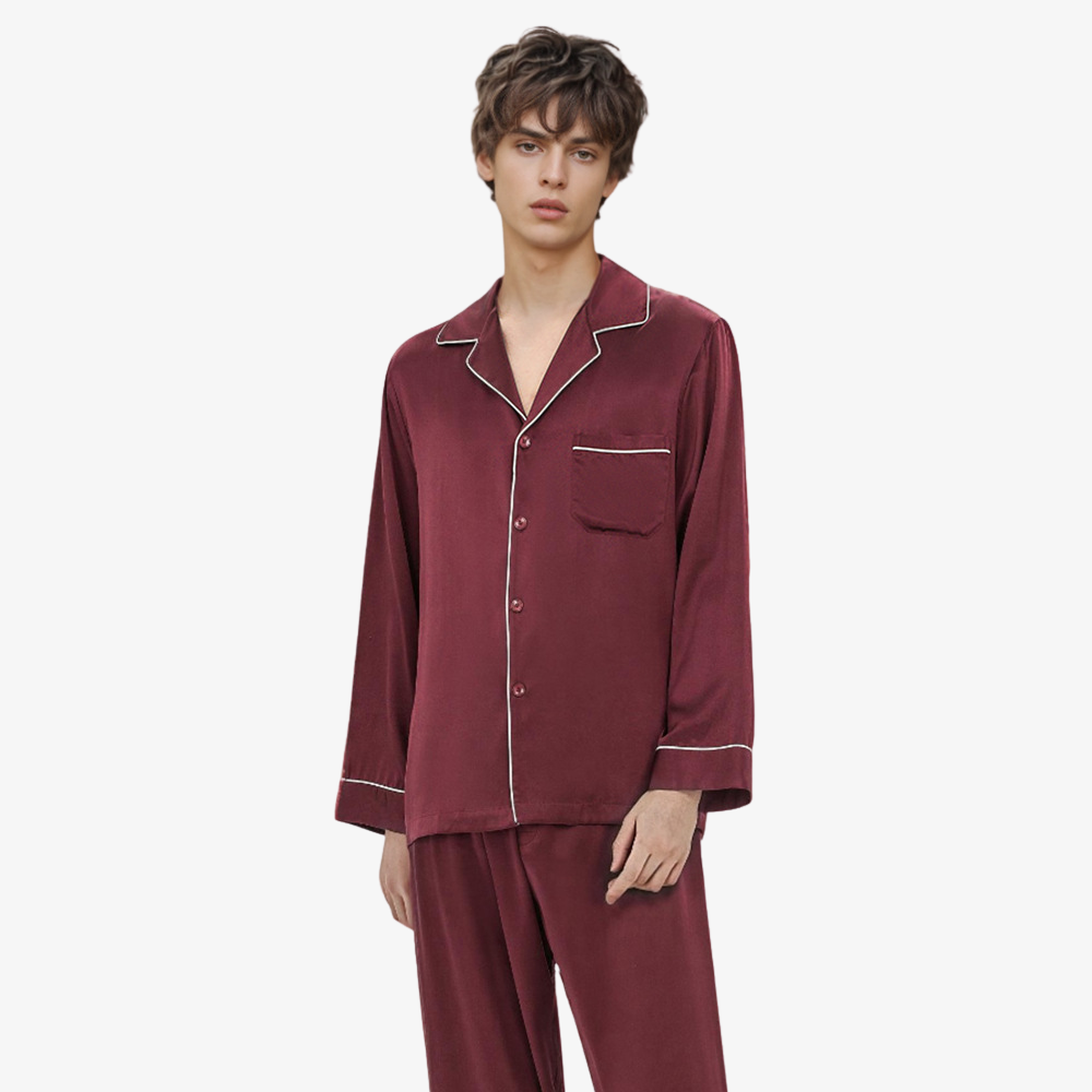 19 Momme 100% Mulberry Silk Men’s Long-Sleeve Pajama Set