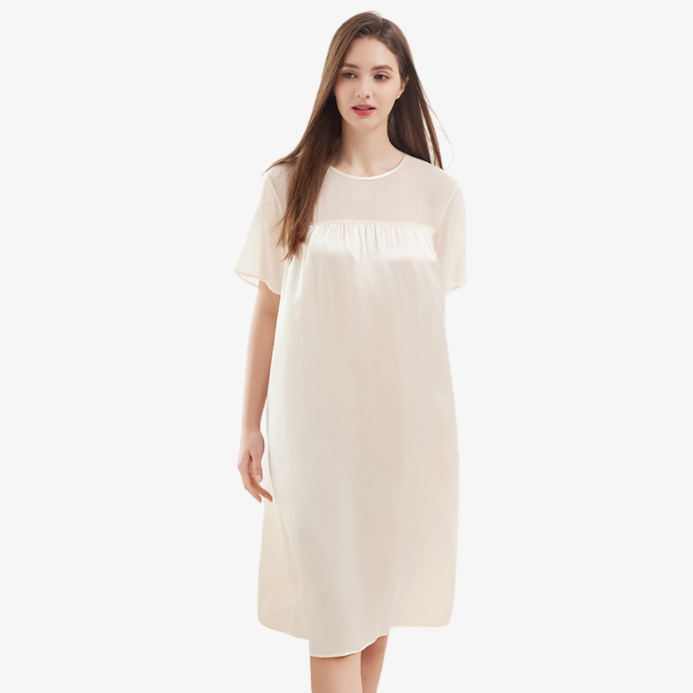 19 Momme 100% Mulberry Silk Panelled Long Nightgown