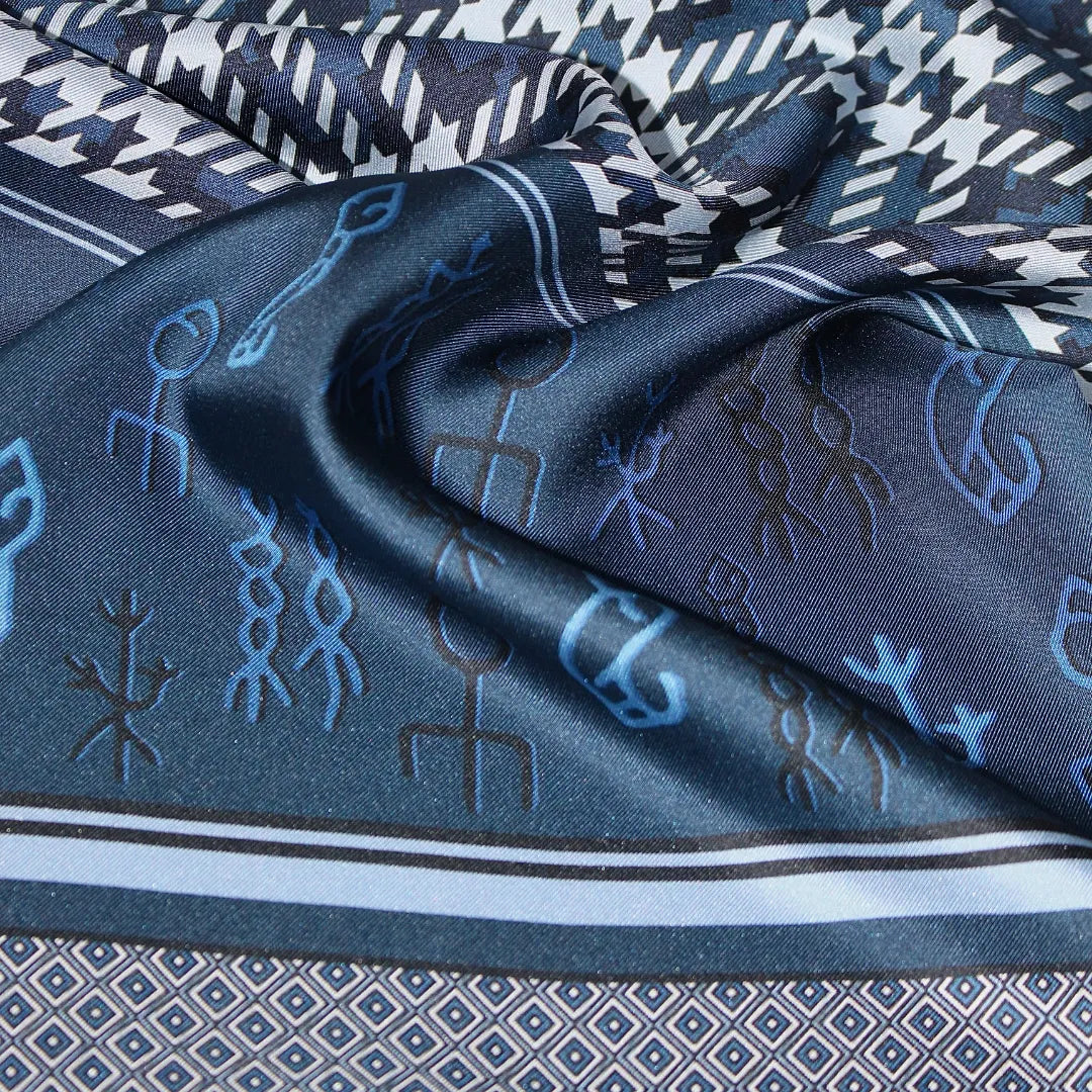 100% Mulberry Silk ‘Blue Mood’ Long Scarf