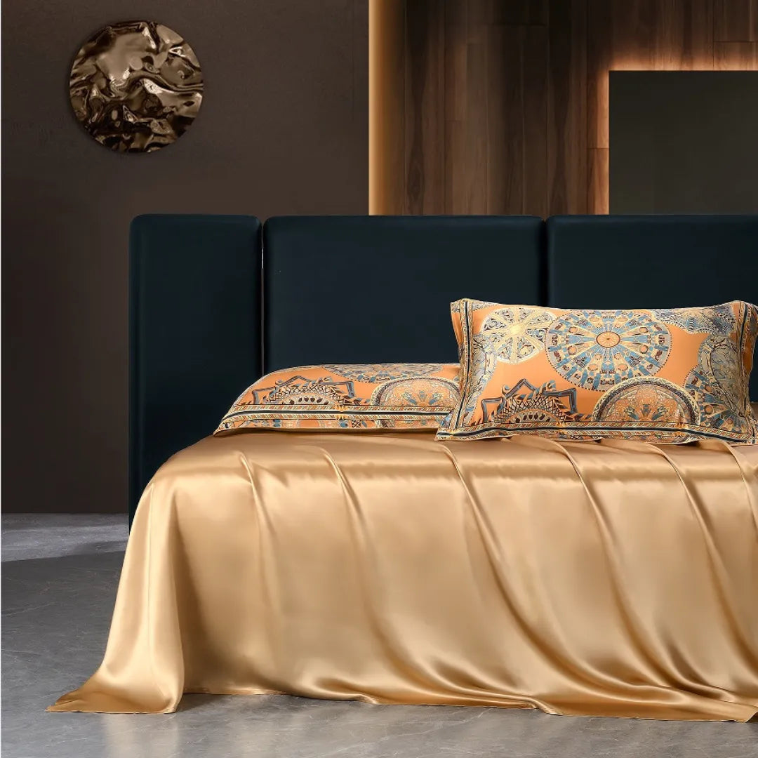 16 Momme 100% Mulberry Silk ‘Abundant Prosperity’ Flat Sheet