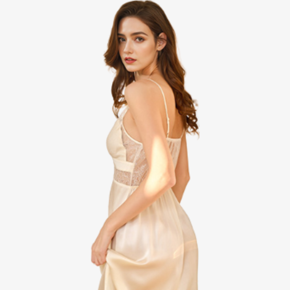 19 Momme 100% Mulberry Silk Hollow-Out Padded Camisole Nightgown