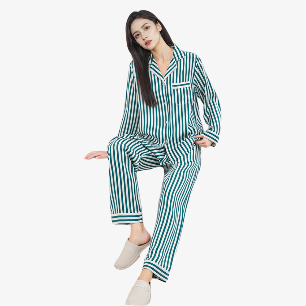 19 Momme 100% Mulberry Silk Striped Pajama Set