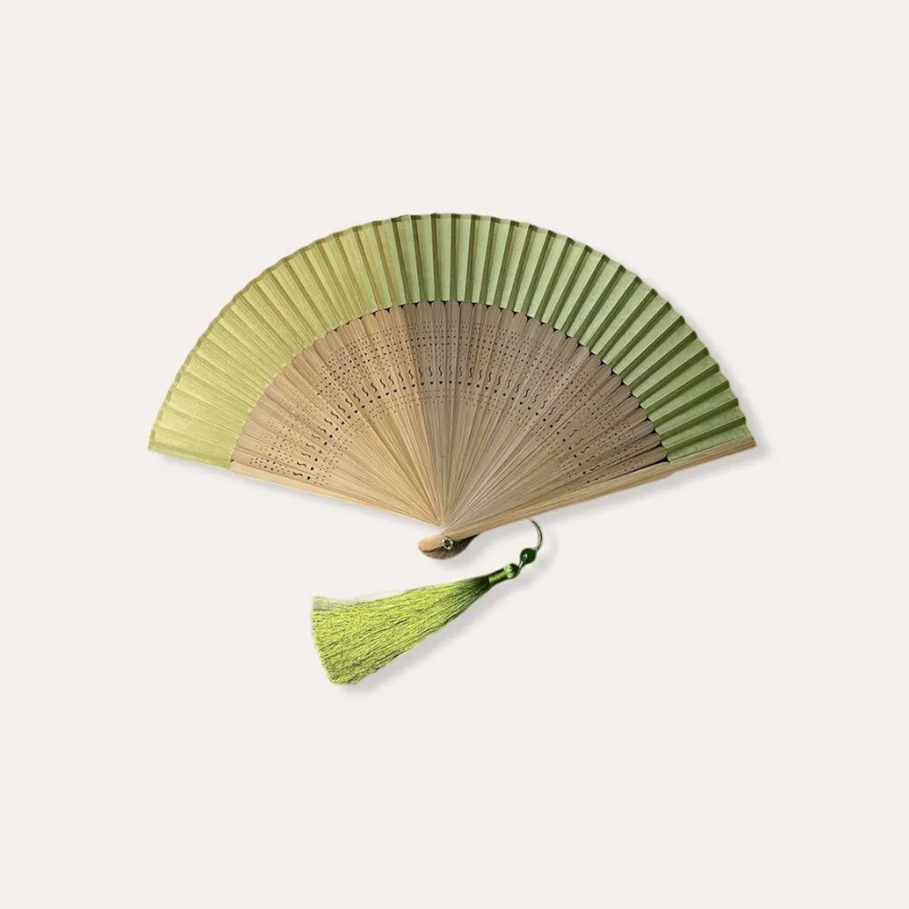 Hand Fan Hollow Carved Chinese Bamboo Cloth Folding Fan