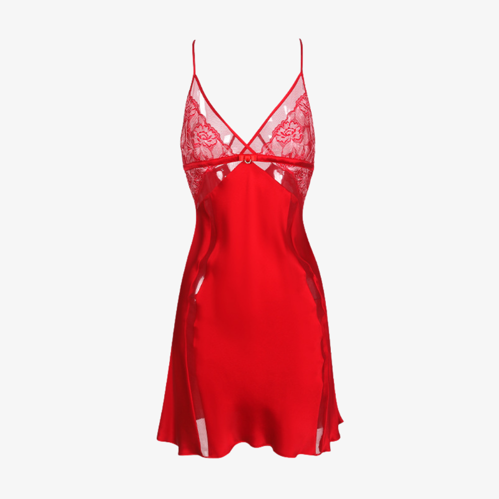 19 Momme 100% Mulberry Silk Lace Sheer Camisole Nightgown