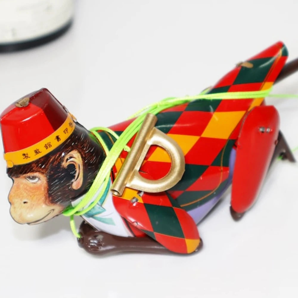 Vintage Tin Wind Up Climbing Monkey Retro Collectible Toy Gift Idea