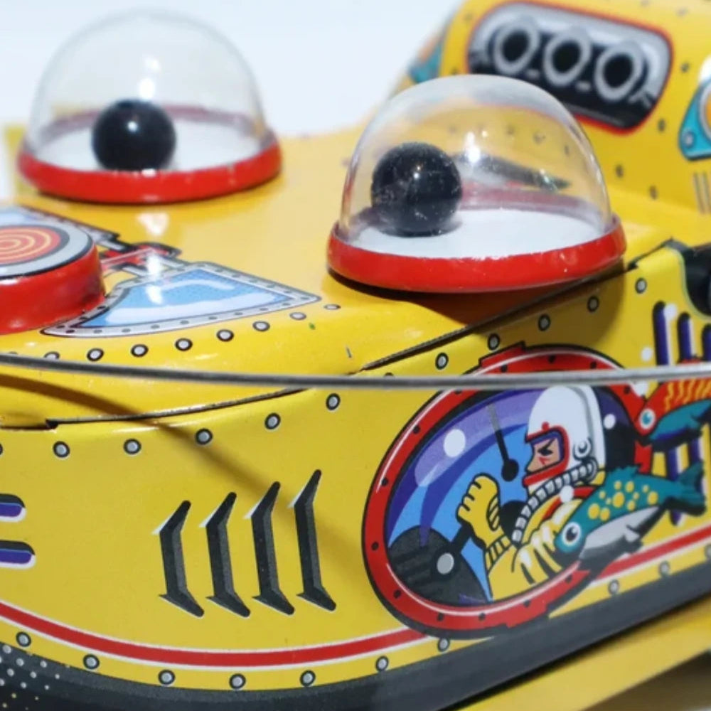 Vintage Space Whale Yellow Tin Wind Up Retro Style Collectible Holiday Gift