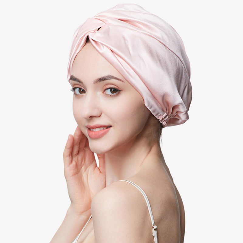 19 Momme 100% Mulberry Silk Sleep Cap – Double-Layer with Button Closure