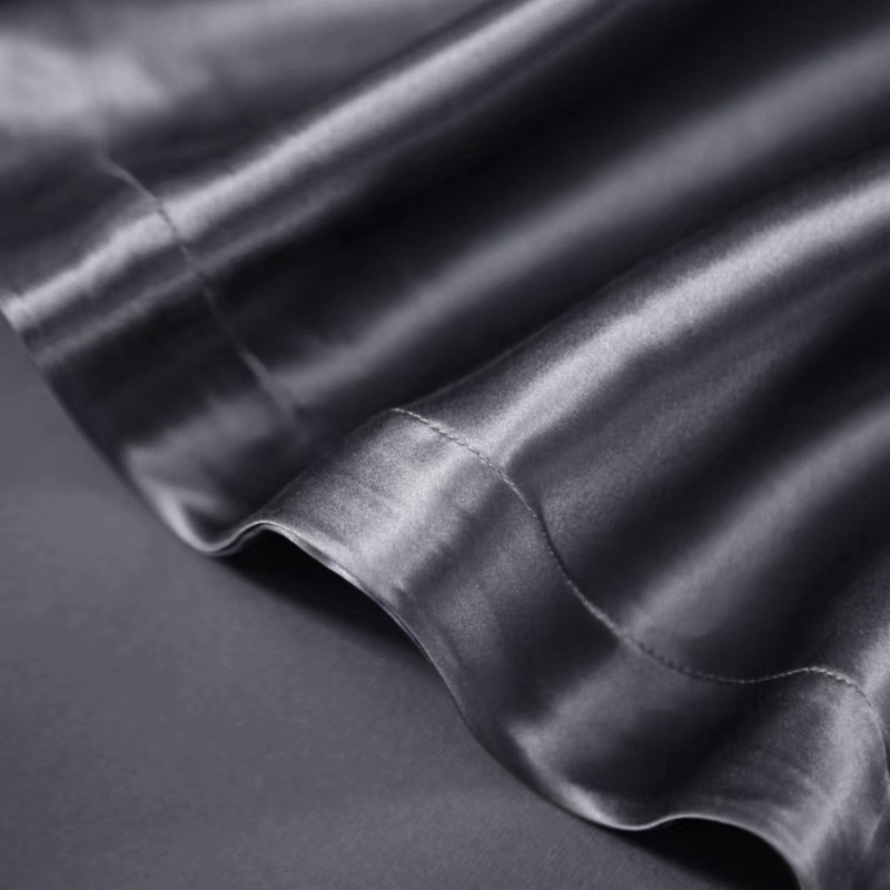 19 Momme 100% Mulberry Silk Dark Gray Bedding Set