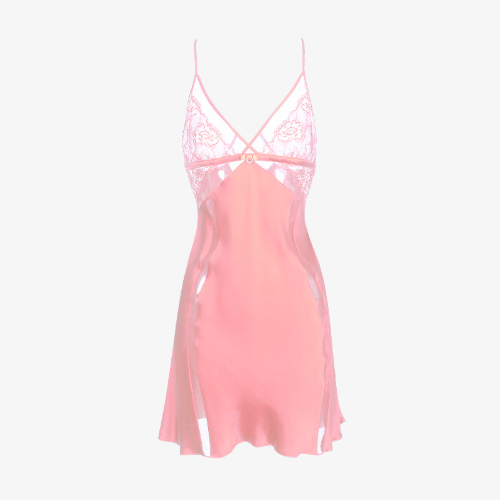 19 Momme 100% Mulberry Silk Lace Sheer Camisole Nightgown