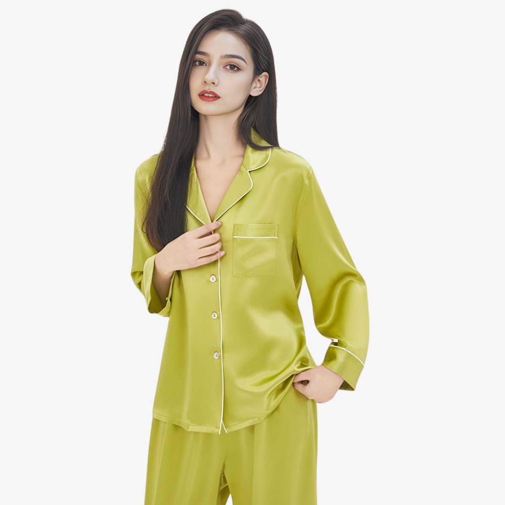19 Momme 100% Mulberry Silk Long-Sleeve Pajama Set