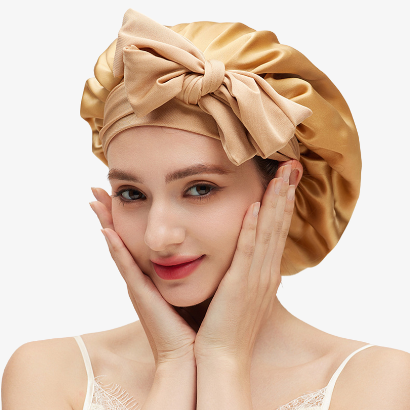 19 Momme 100% Mulberry Silk Sleep Cap – Double-Layer with Tie Strap