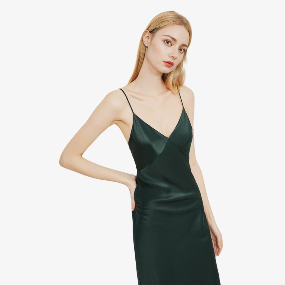 19 Momme 100% Mulberry Silk Mid-Length Camisole Nightgown