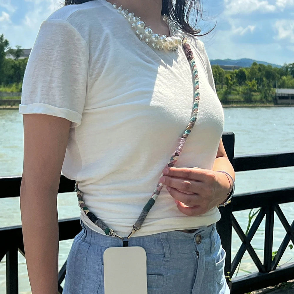 Handmade Brown Green Phone Lanyard