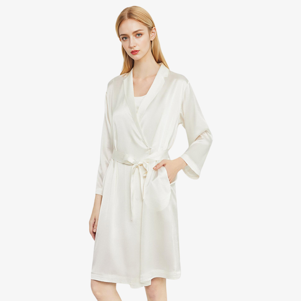 19 Momme 100% Mulberry Silk Cami Nightdress & Robe Set