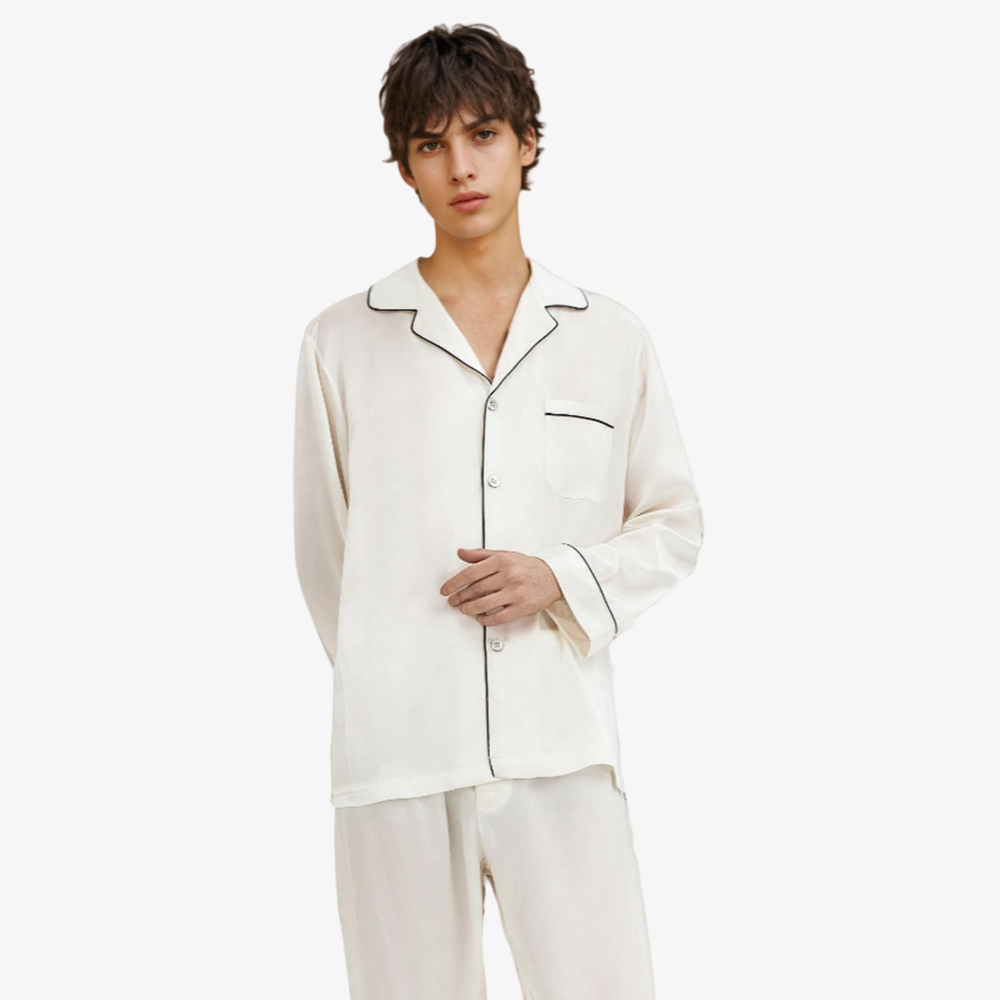 19 Momme 100% Mulberry Silk Men’s Long-Sleeve Pajama Set