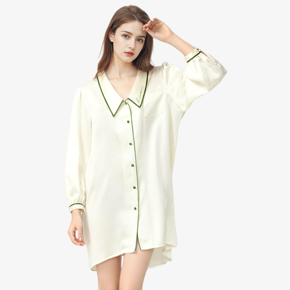 16 Momme 100% Mulberry Silk Peter Pan Collar Nightgown