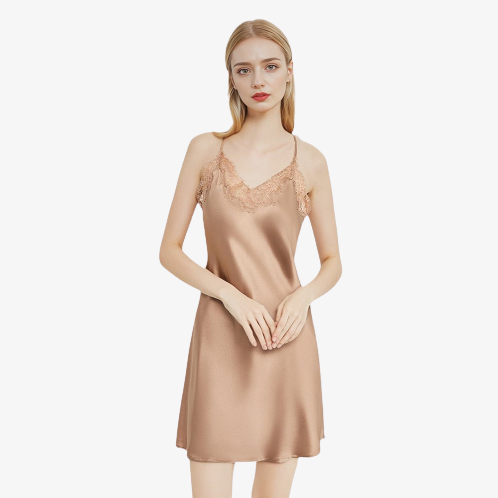 19 Momme 100% Mulberry Silk Lace Camisole & Robe Set