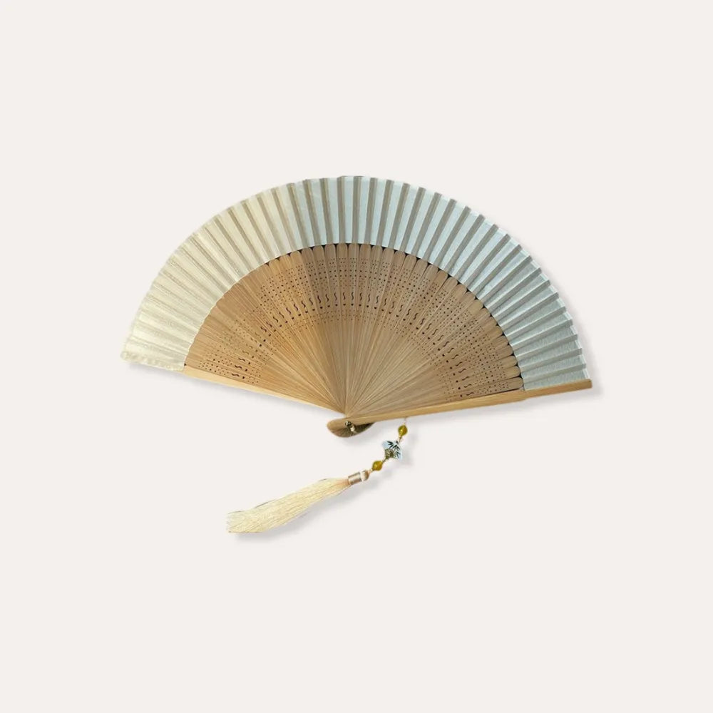 Hand Fan Hollow Carved Chinese Bamboo Cloth Folding Fan
