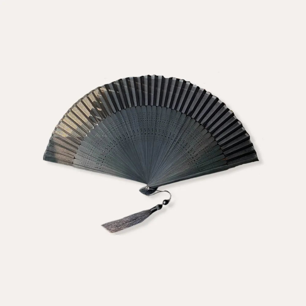 Hand Fan Hollow Carved Chinese Bamboo Cloth Folding Fan