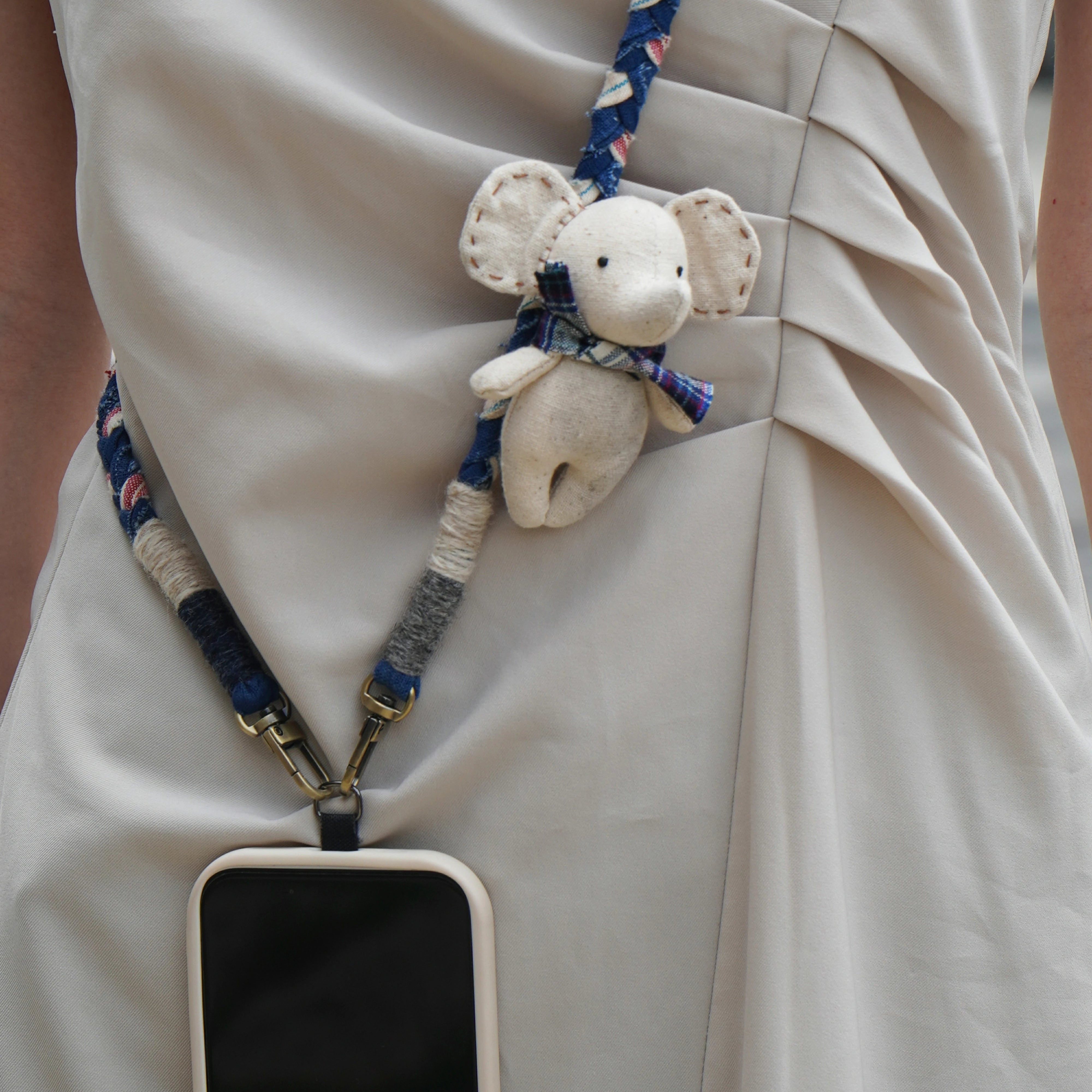 Handmade Cotton Linen Elephant Brooch Pendant