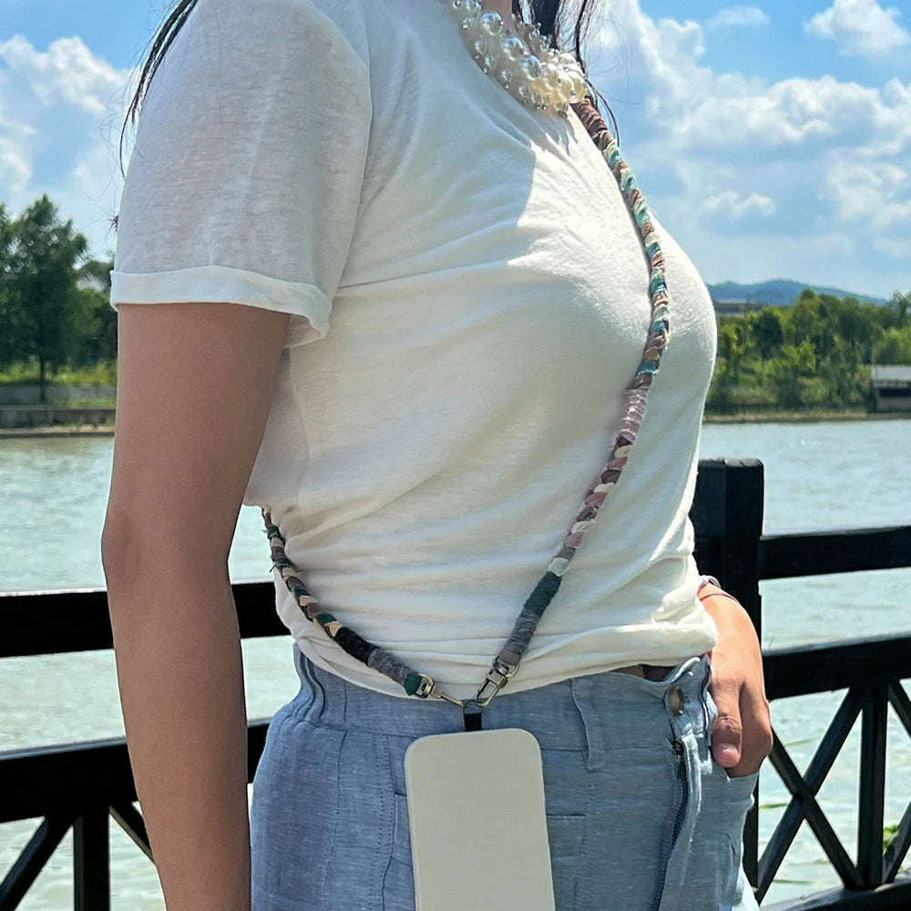 Handmade Brown Green Phone Lanyard
