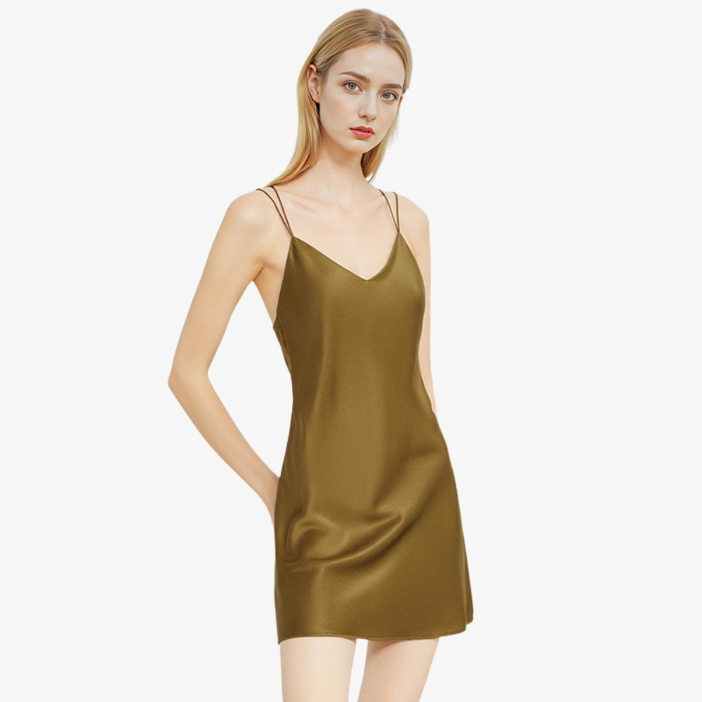 19 Momme 100% Mulberry Silk Backless Sexy Slip Nightgown